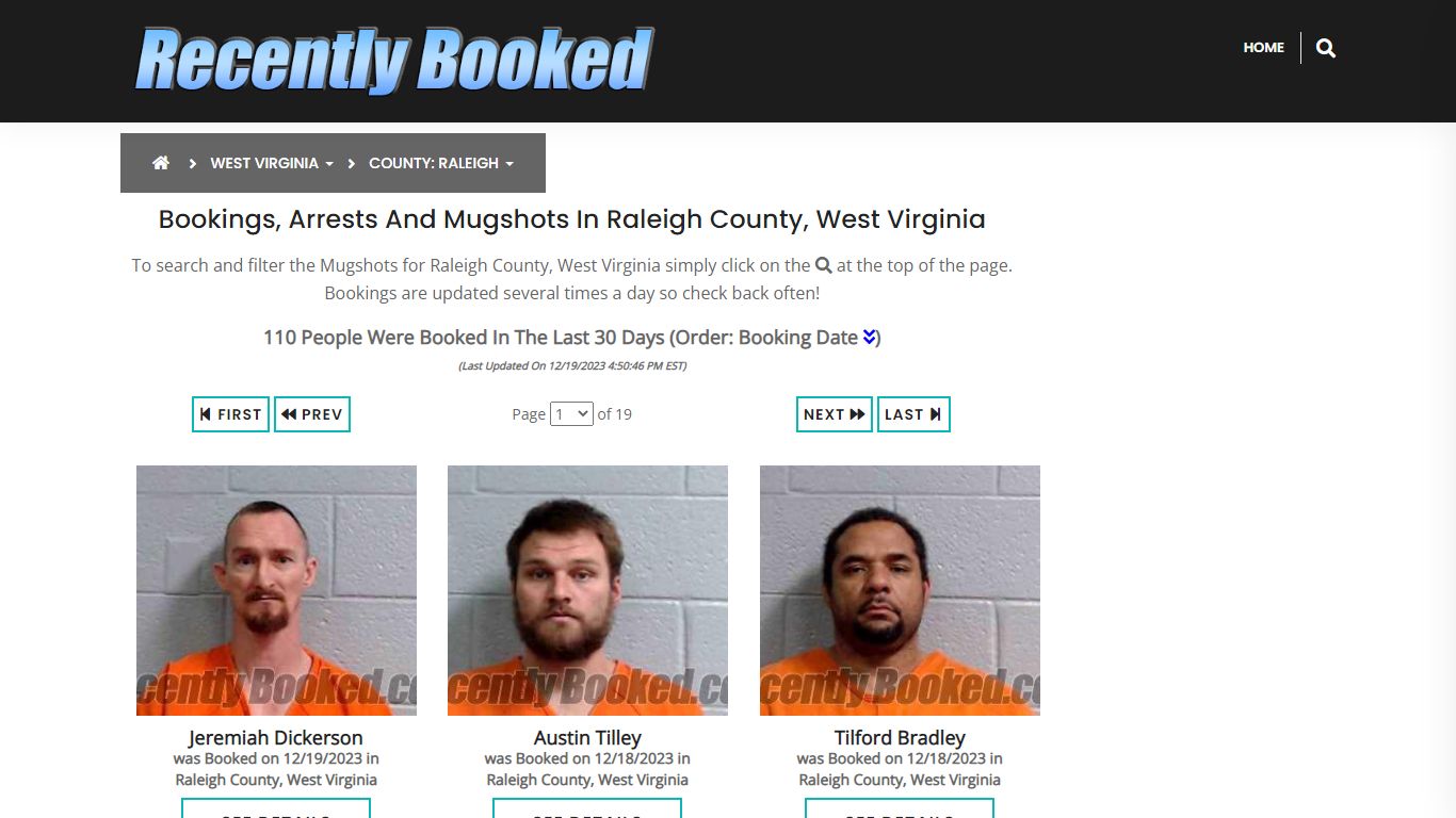 Bookings, Arrests and Mugshots in Raleigh County, West Virginia