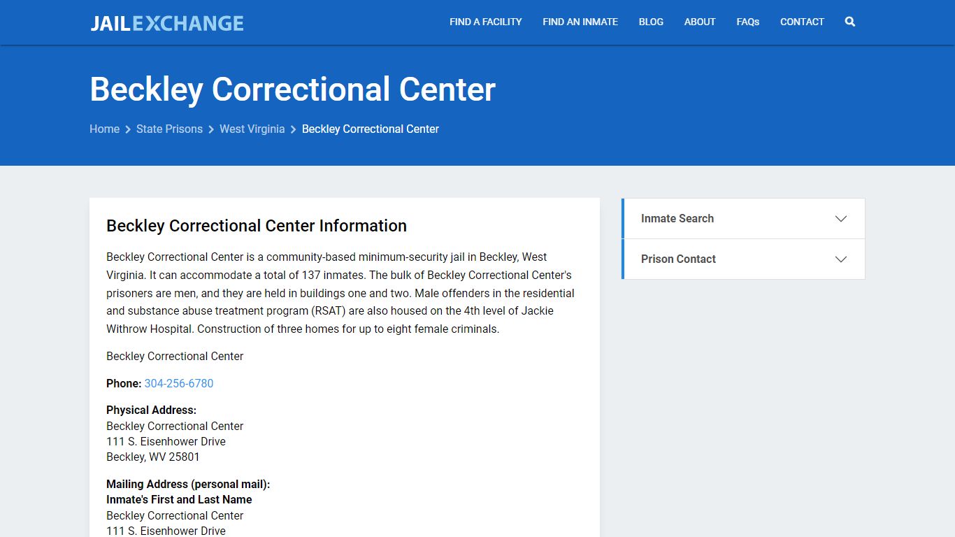 Beckley Correctional Center Inmate Search, WV - Jail Exchange