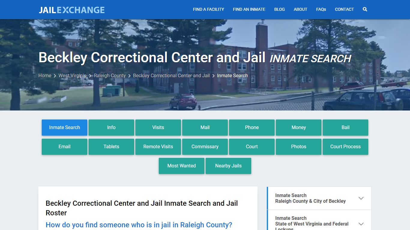 Beckley Correctional Center and Jail Inmate Search